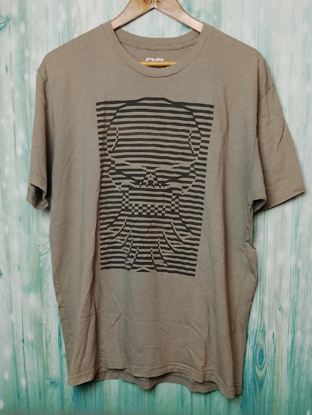 Diesel Power Gear Logo Graphic Tee - Taupe Skull Stripe XL